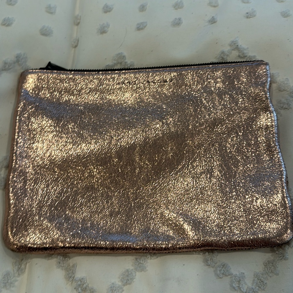 Mark Jacobs shiny rose gold make up bag